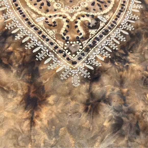 Mixit Brown Tie-Dye Blouse with Bead Embellishments - Size S - Picture 8 of 10